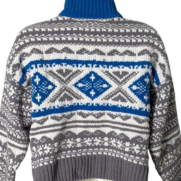 Urban Outfitters Scout Shrunken Snowflake Blue and Gray Zip Front Sweater Size M - Picture 10 of 10